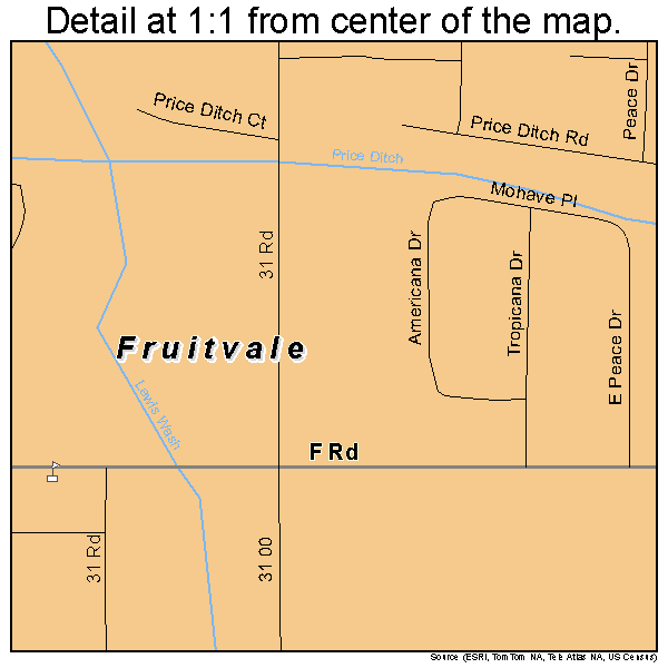 Fruitvale, Colorado road map detail