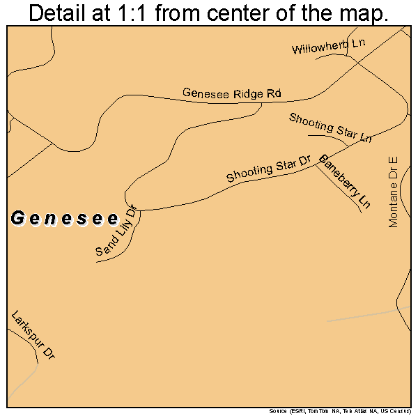 Genesee, Colorado road map detail