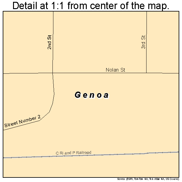 Genoa, Colorado road map detail