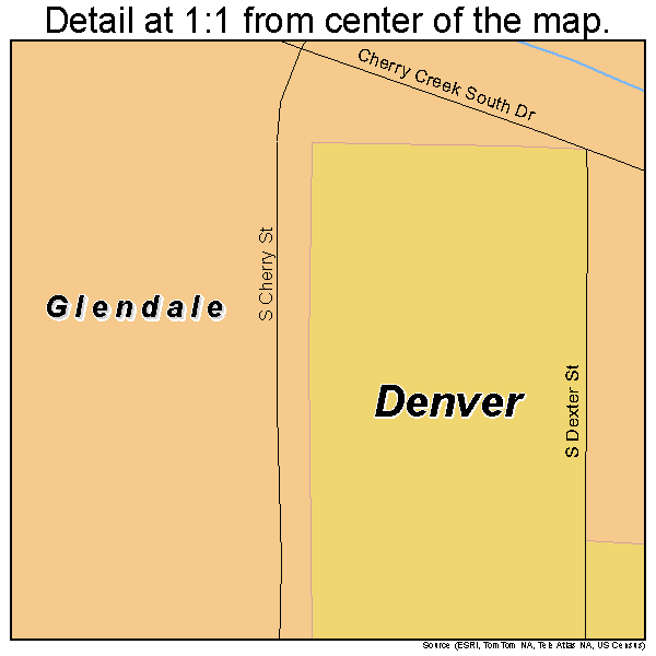 Glendale, Colorado road map detail