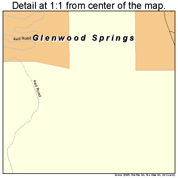 Glenwood Springs, Colorado road map detail