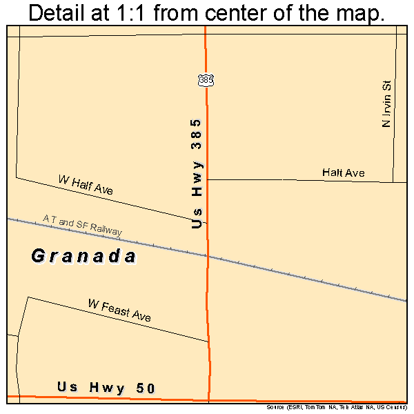 Granada, Colorado road map detail