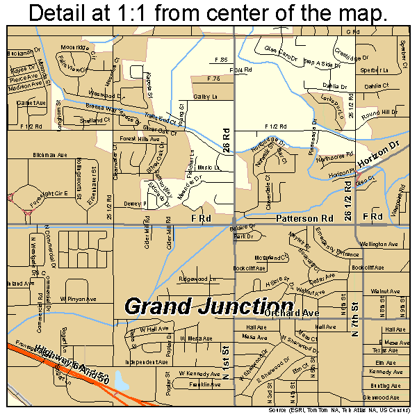 Grand Junction, Colorado road map detail