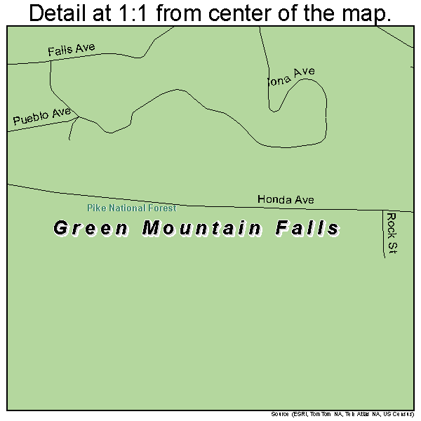 Green Mountain Falls, Colorado road map detail