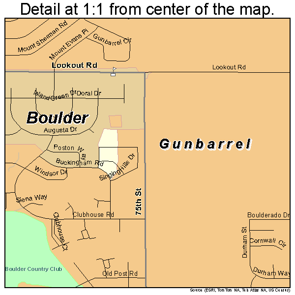 Gunbarrel, Colorado road map detail
