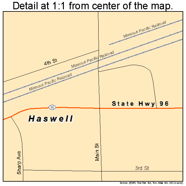 Haswell, Colorado road map detail