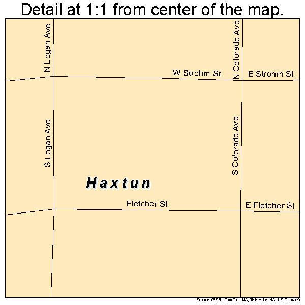 Haxtun, Colorado road map detail