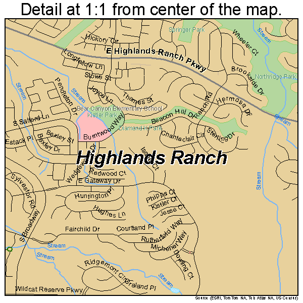 Highlands Ranch, Colorado road map detail