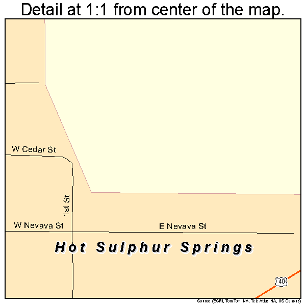 Hot Sulphur Springs, Colorado road map detail