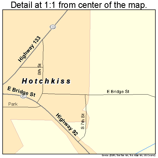 Hotchkiss, Colorado road map detail