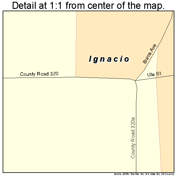 Ignacio, Colorado road map detail