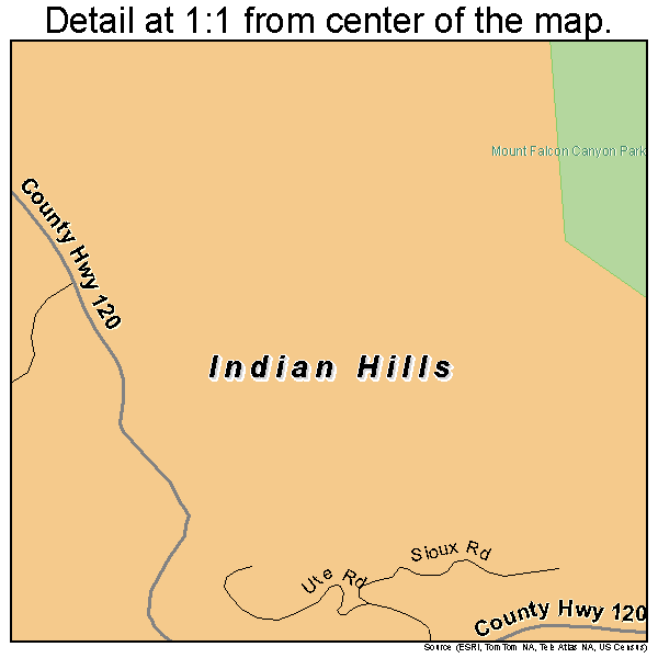 Indian Hills, Colorado road map detail