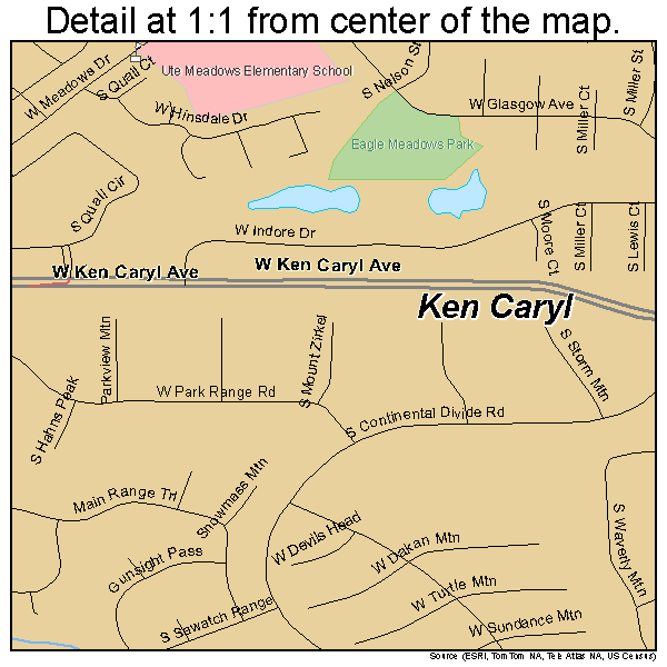 Ken Caryl, Colorado road map detail