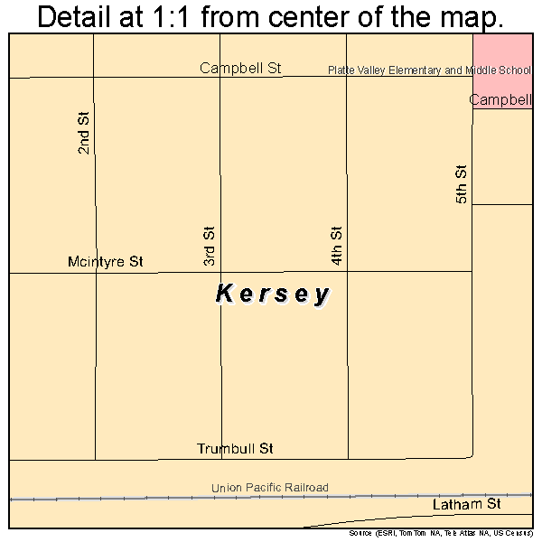 Kersey, Colorado road map detail