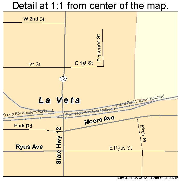 La Veta, Colorado road map detail