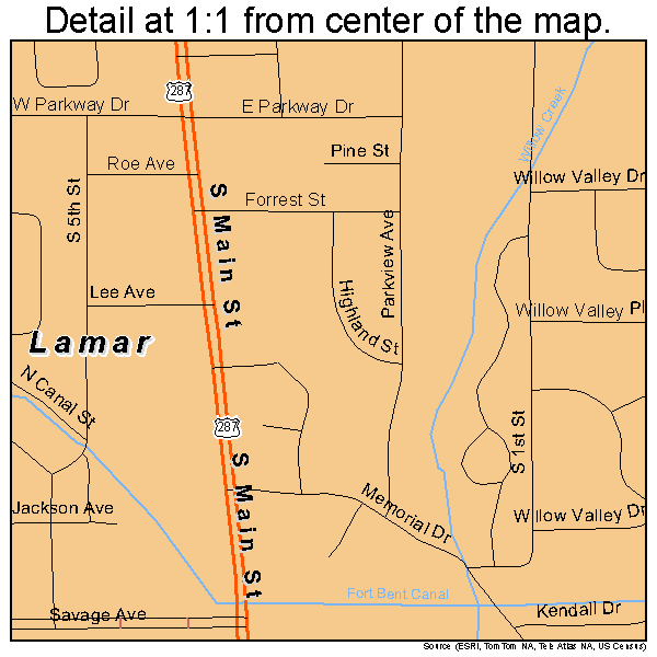 Lamar, Colorado road map detail