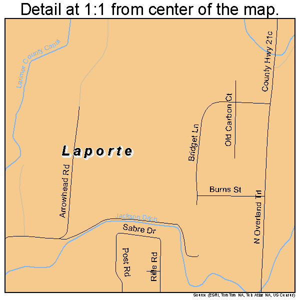 Laporte, Colorado road map detail