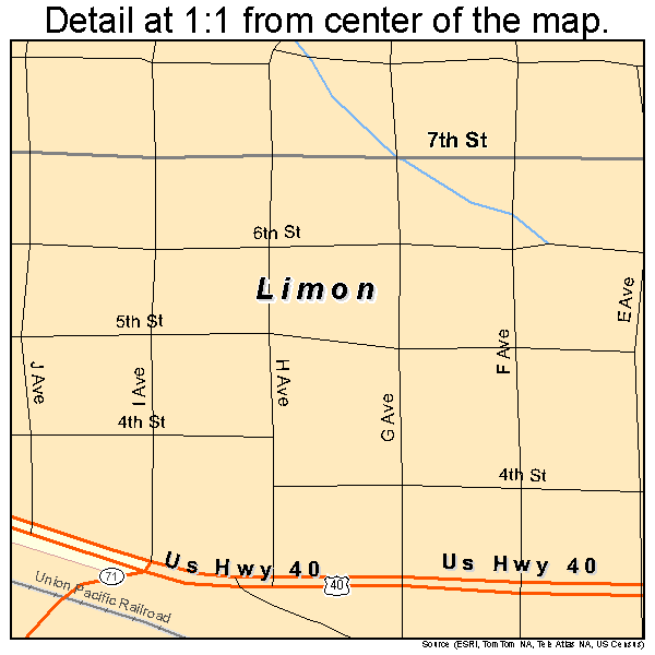 Limon, Colorado road map detail