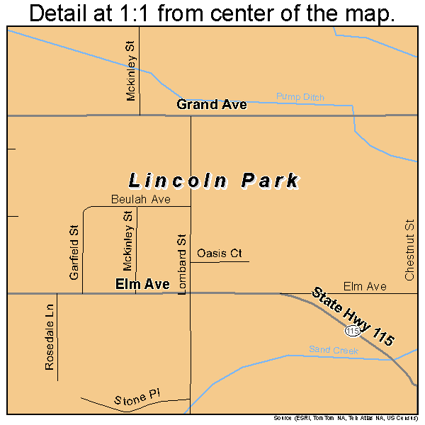 Lincoln Park, Colorado road map detail