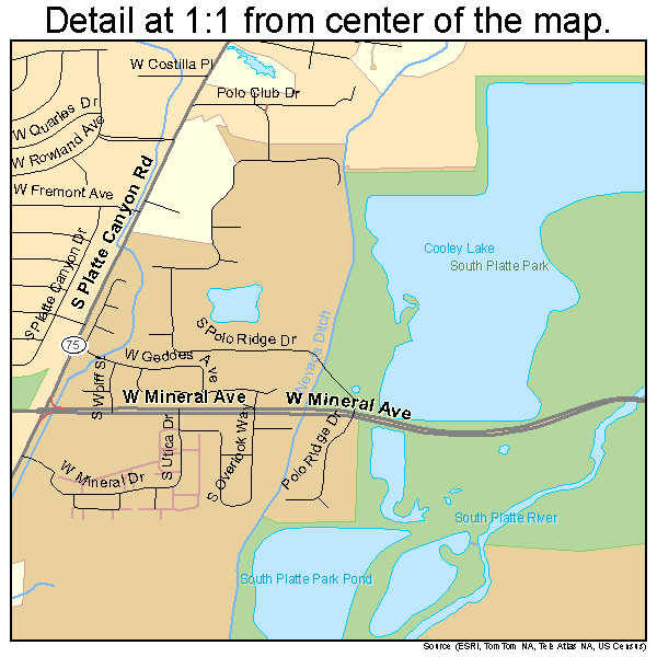 Littleton, Colorado road map detail
