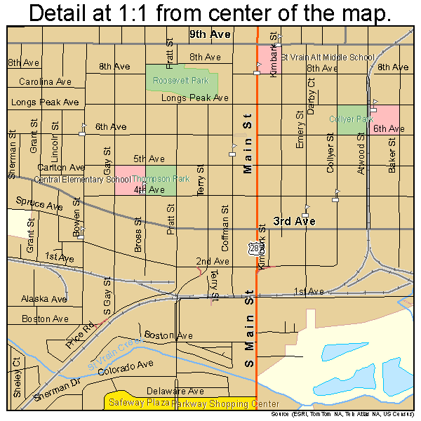 Longmont, Colorado road map detail