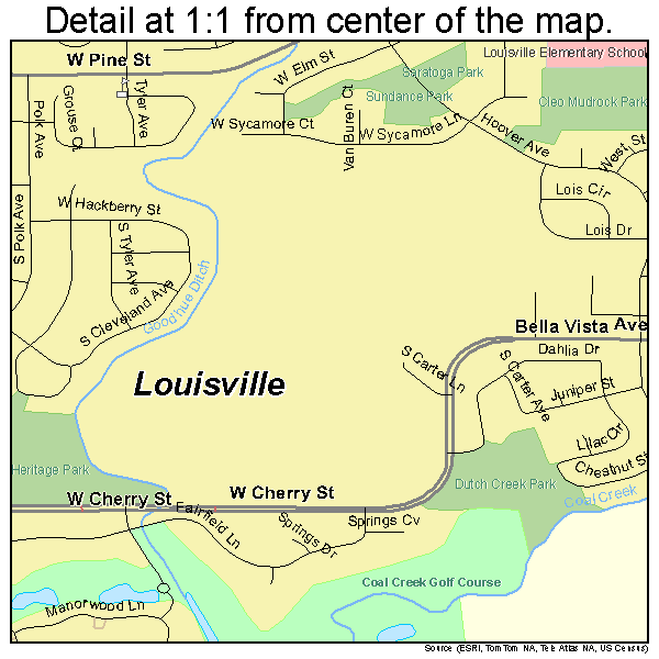 Louisville, Colorado road map detail