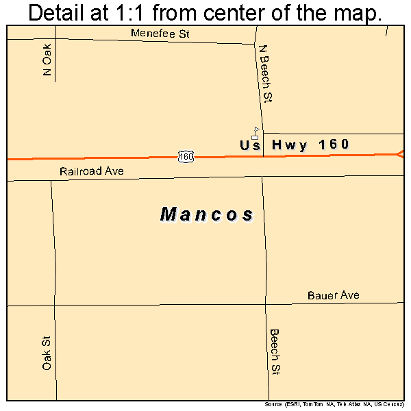 Mancos, Colorado road map detail