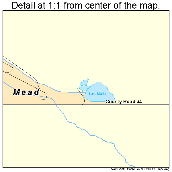 Mead, Colorado road map detail