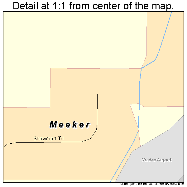 Meeker, Colorado road map detail