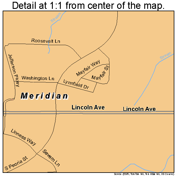 Meridian, Colorado road map detail