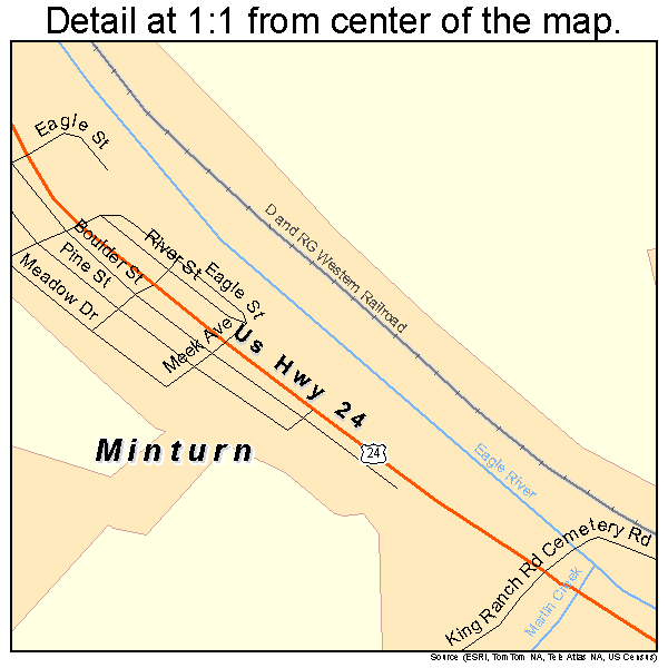 Minturn, Colorado road map detail