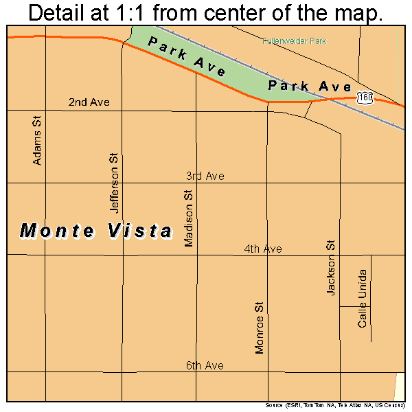 Monte Vista, Colorado road map detail
