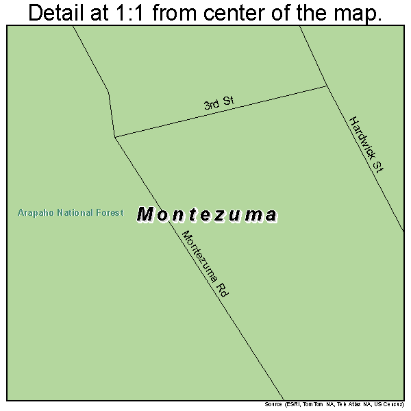 Montezuma, Colorado road map detail