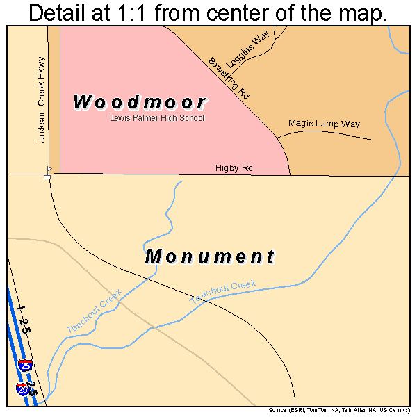 Monument, Colorado road map detail