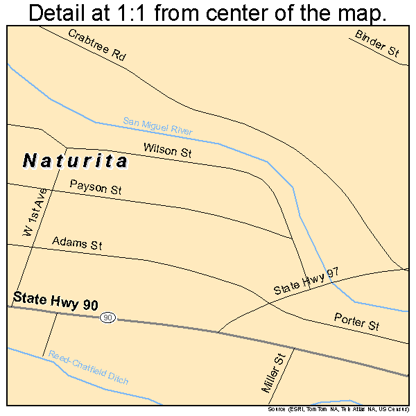 Naturita, Colorado road map detail