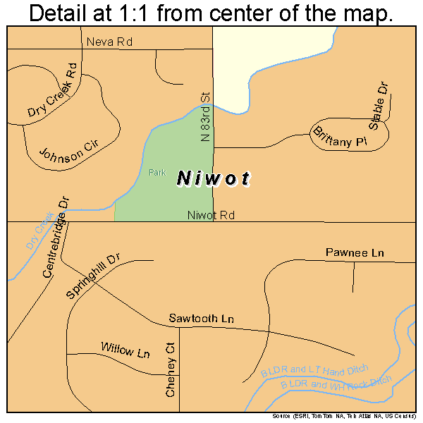 Niwot, Colorado road map detail