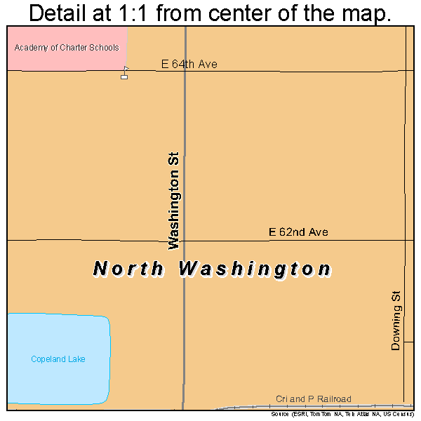 North Washington, Colorado road map detail