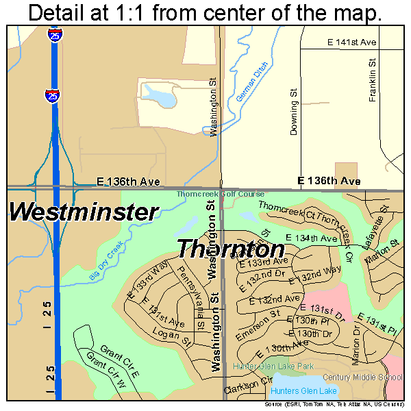 Northglenn, Colorado road map detail