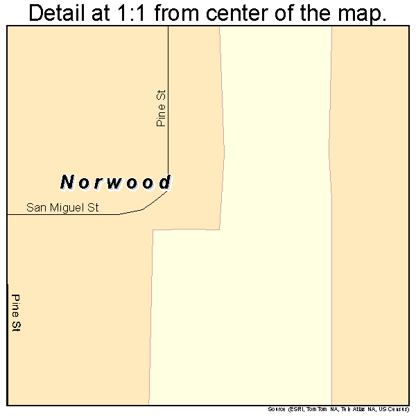 Norwood, Colorado road map detail