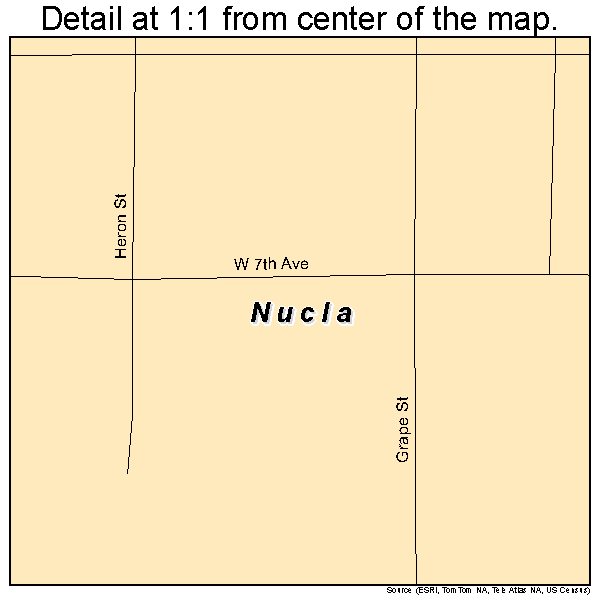 Nucla, Colorado road map detail