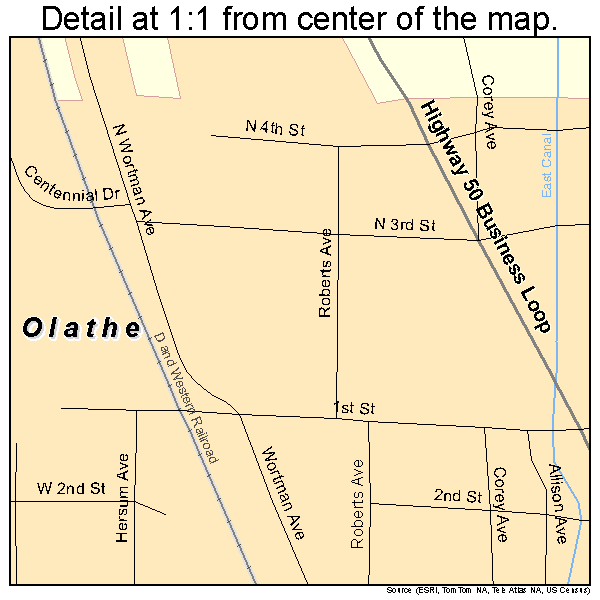 Olathe, Colorado road map detail