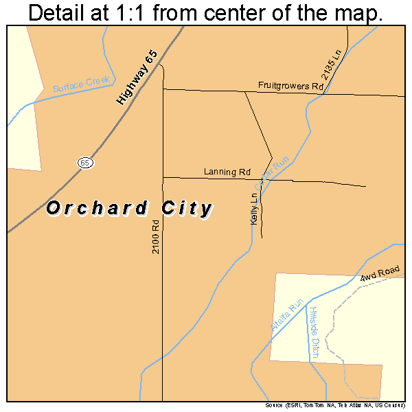 Orchard City, Colorado road map detail