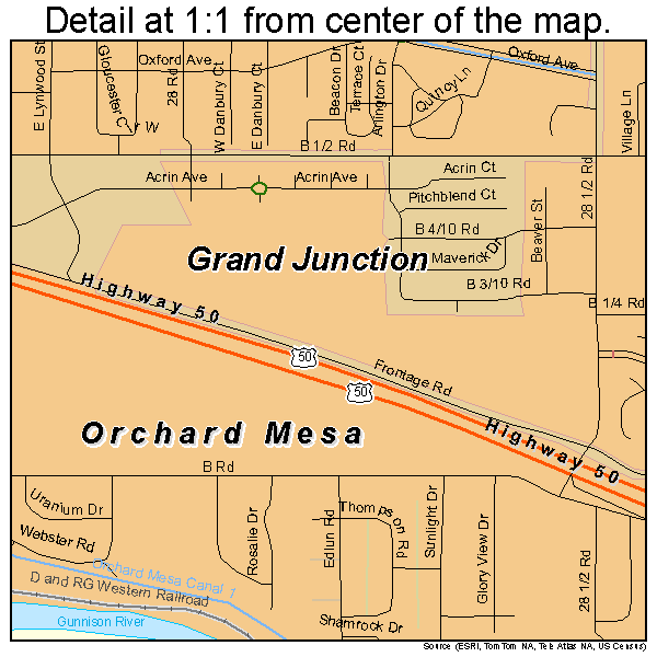 Orchard Mesa, Colorado road map detail