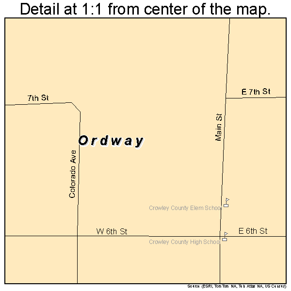 Ordway, Colorado road map detail