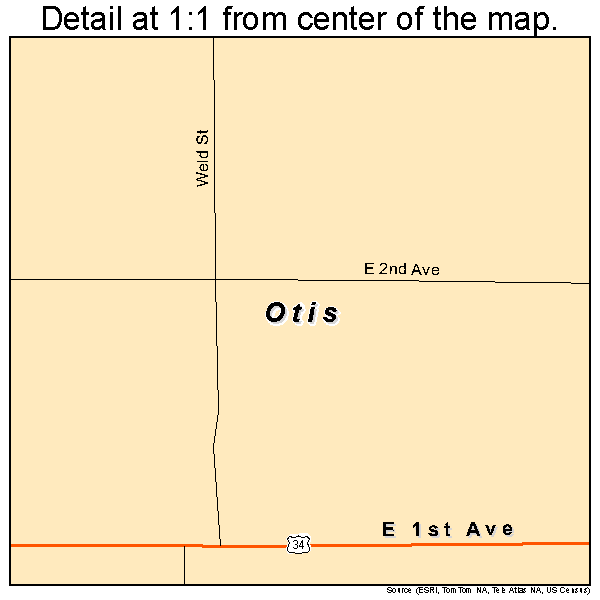 Otis, Colorado road map detail