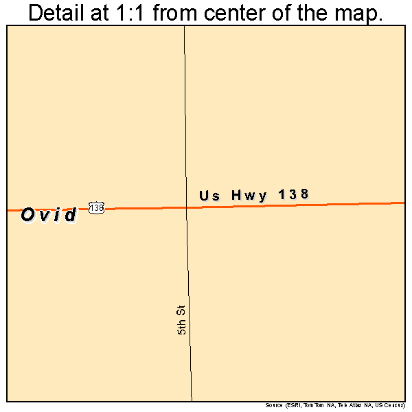 Ovid, Colorado road map detail