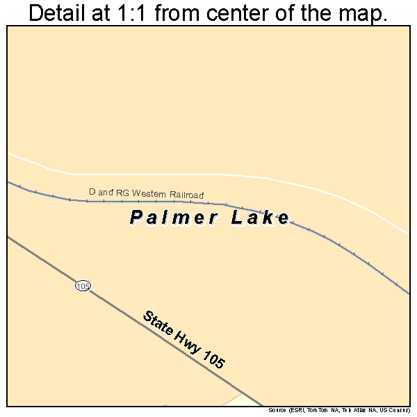 Palmer Lake, Colorado road map detail