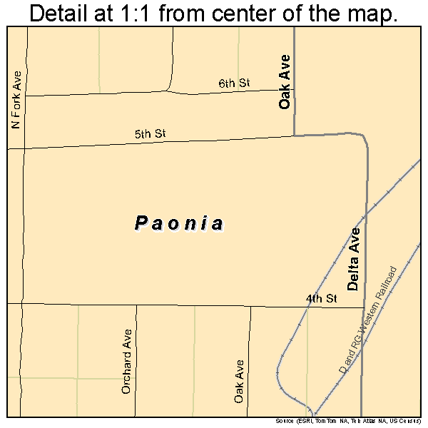 Paonia, Colorado road map detail