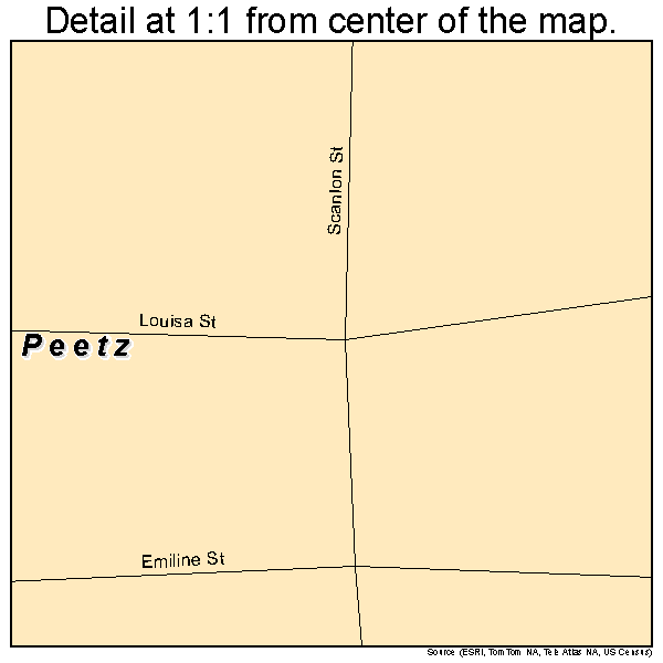Peetz, Colorado road map detail