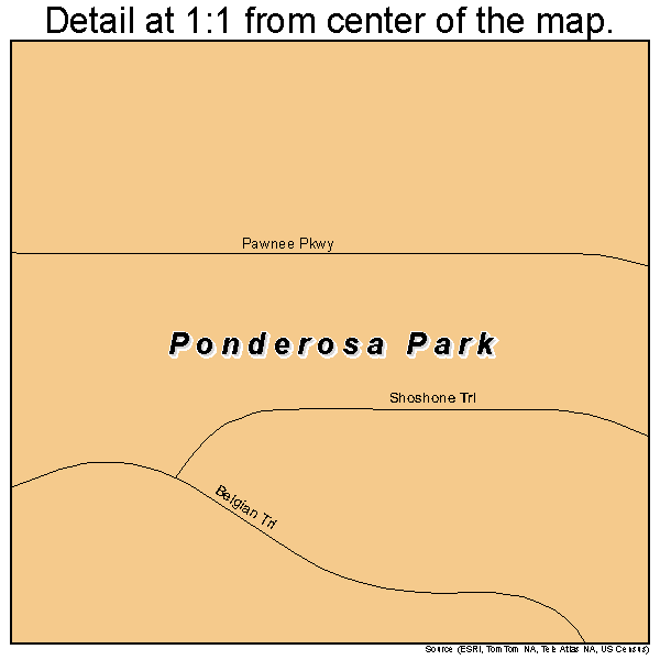 Ponderosa Park, Colorado road map detail